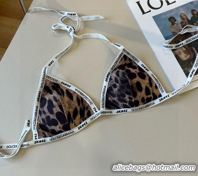 Best Quality Dolce & Gabbana Animal Print Two-Pieces Swimwear 3092 Brown 2025