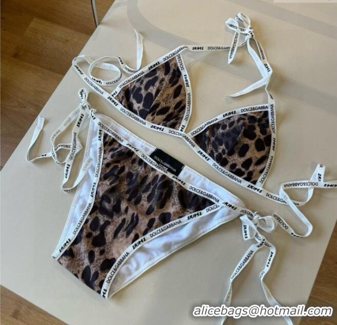 Best Quality Dolce & Gabbana Animal Print Two-Pieces Swimwear 3092 Brown 2025