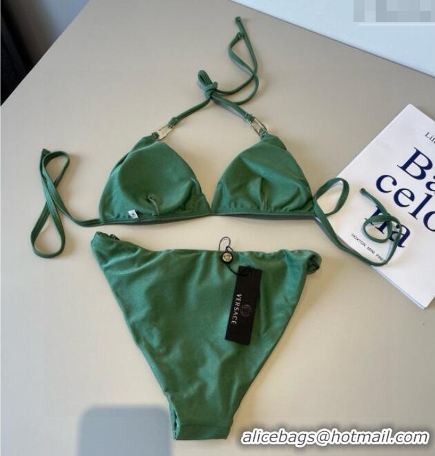 Luxury Discount Versace Two-Pieces Swimwear with Pin 0513 Green 2025