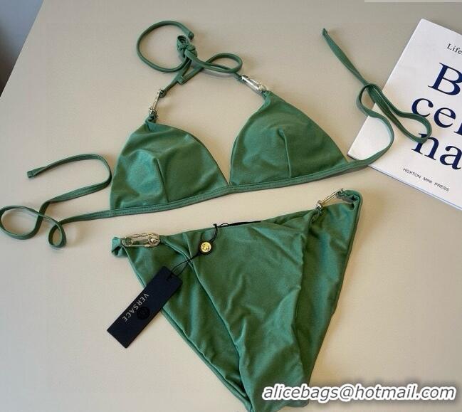 Luxury Discount Versace Two-Pieces Swimwear with Pin 0513 Green 2025