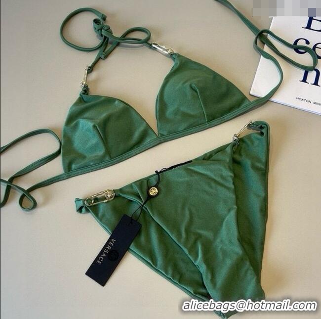 Luxury Discount Versace Two-Pieces Swimwear with Pin 0513 Green 2025