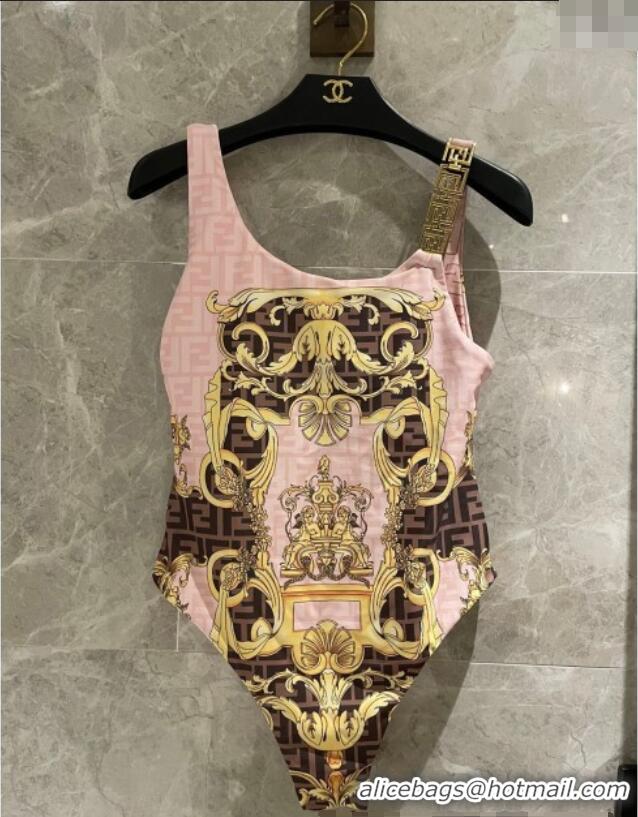Top Quality Versace One-Piece Swimwear with Chain Strap 0513 Pink 2025