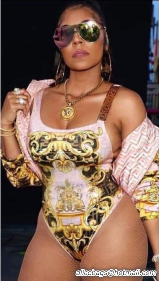 Top Quality Versace One-Piece Swimwear with Chain Strap 0513 Pink 2025