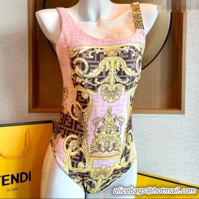 Top Quality Versace One-Piece Swimwear with Chain Strap 0513 Pink 2025