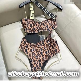 ​Top Grade Versace Animal Print One-Piece Swimwear 0513 Brown 2025