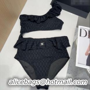 ​Low Cost Celine One-Piece Swimwear with Falbala 0513 Black 2025