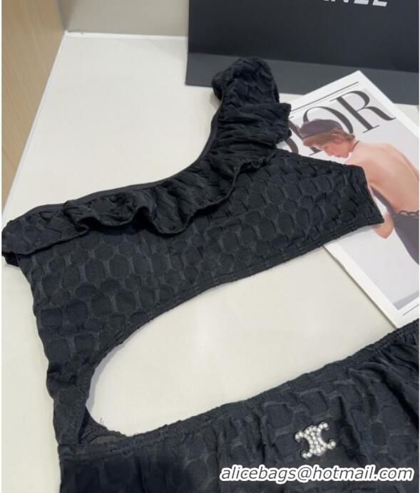 ​Low Cost Celine One-Piece Swimwear with Falbala 0513 Black 2025