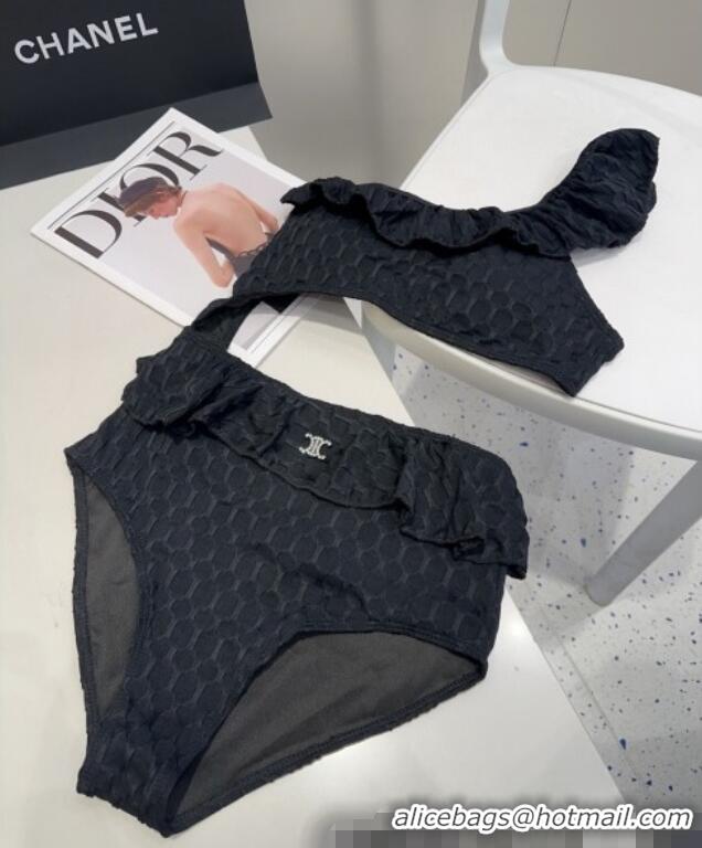 ​Low Cost Celine One-Piece Swimwear with Falbala 0513 Black 2025