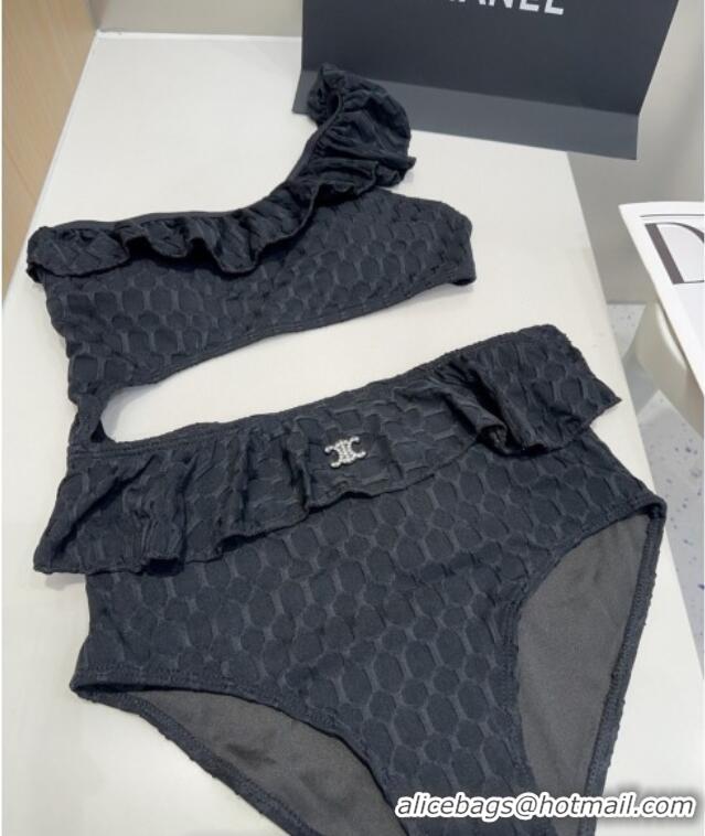 ​Low Cost Celine One-Piece Swimwear with Falbala 0513 Black 2025