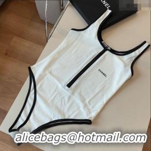 ​Grade Design Chanel Zip One-Piece Swimwear 0513 White 2025