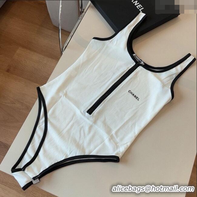​Grade Design Chanel Zip One-Piece Swimwear 0513 White 2025