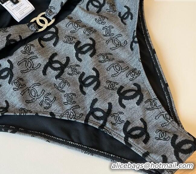 Best Luxury Chanel CC One-Piece Swimwear 0513 Grey 2025