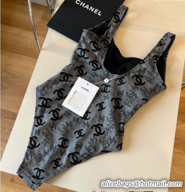 Best Luxury Chanel CC One-Piece Swimwear 0513 Grey 2025