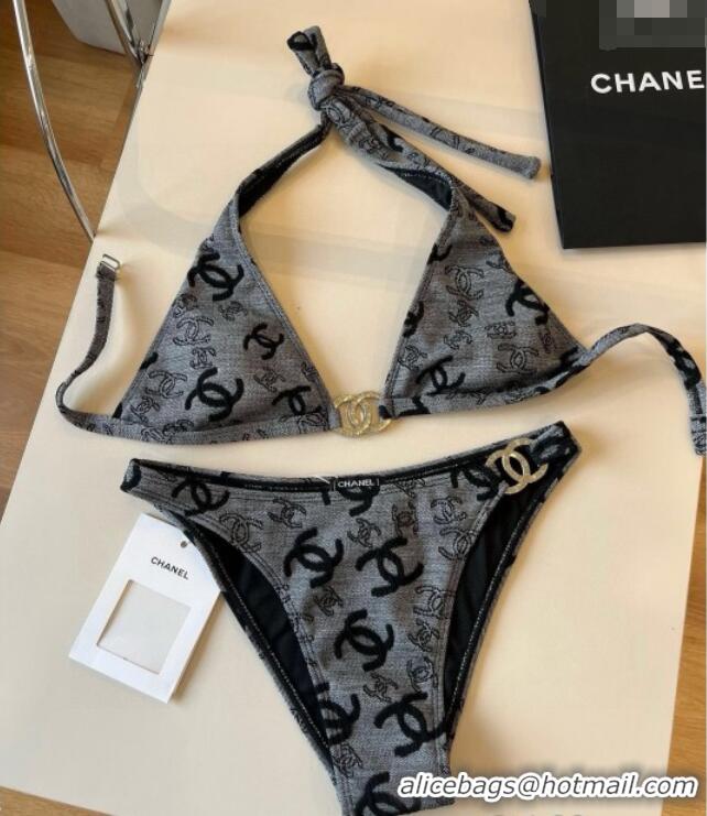 Shop Discount Chanel CC Two-Pieces Swimwear 0513 Grey 2025