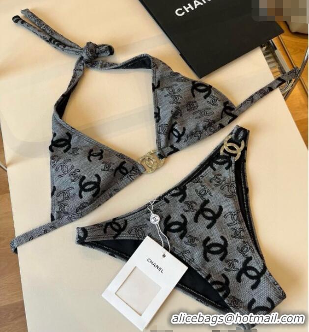 Shop Discount Chanel CC Two-Pieces Swimwear 0513 Grey 2025