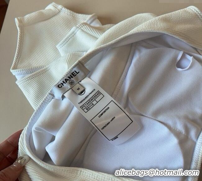 ​Super Quality Chanel Knit One-Piece Swimwear 0513 White 2025