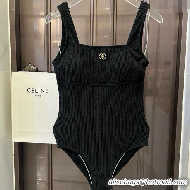 ​Top Quality Chanel Knit One-Piece Swimwear 0513 Black 2025