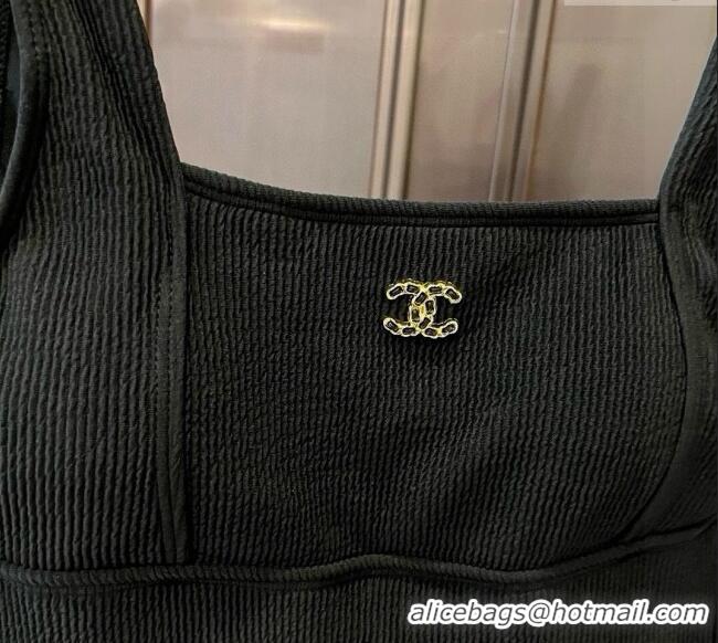 ​Top Quality Chanel Knit One-Piece Swimwear 0513 Black 2025