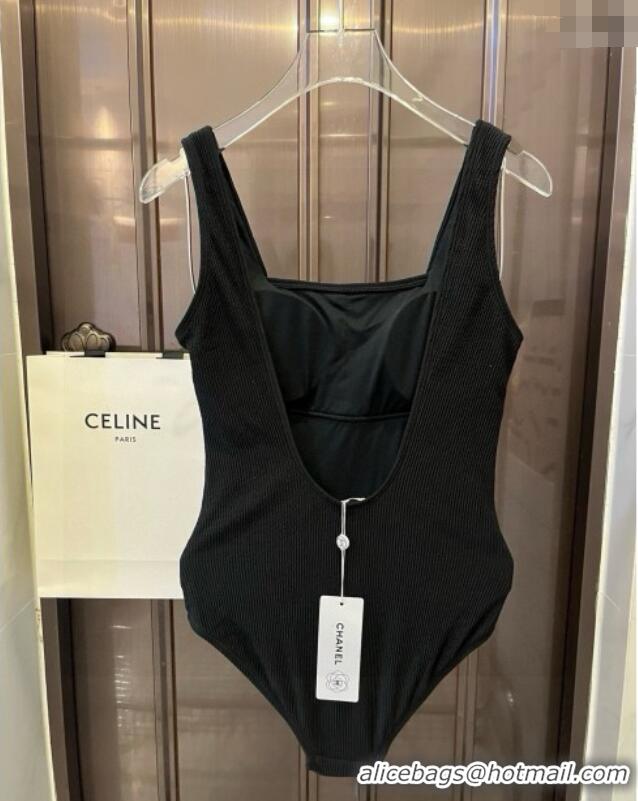 ​Top Quality Chanel Knit One-Piece Swimwear 0513 Black 2025