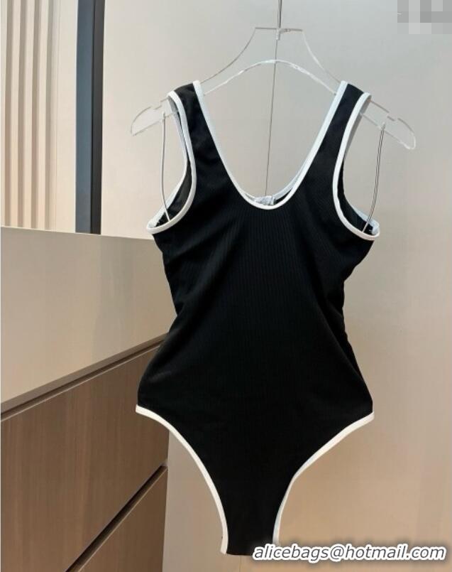 Good Product Chanel Zip One-Piece Swimwear with Logo Print 3090 Black 2025