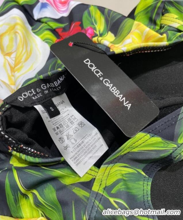 ​Buy Cheap Dolce & Gabbana Flower One-Piece Swimwear 0513 Black/Multicolor 2025