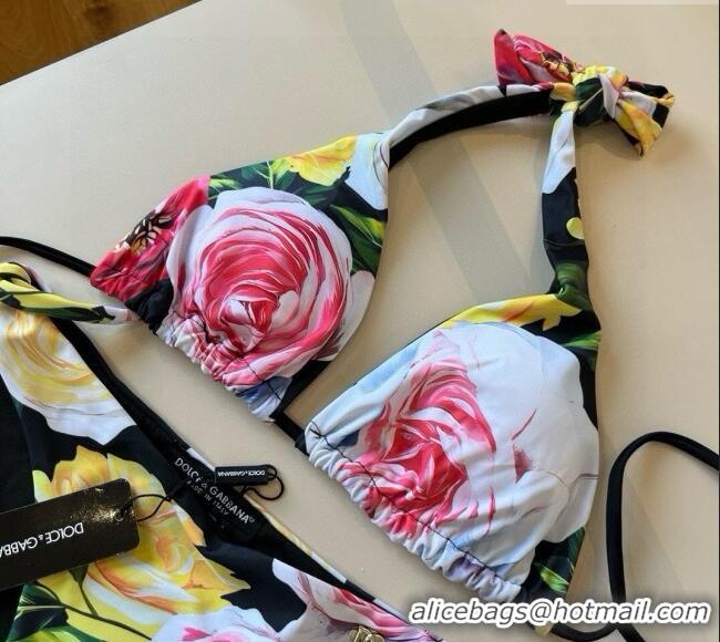 ​Best Price Dolce & Gabbana Flower Two-Pieces Swimwear 0513 Black 2025