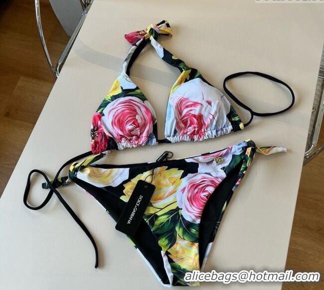 ​Best Price Dolce & Gabbana Flower Two-Pieces Swimwear 0513 Black 2025