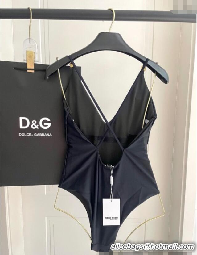 ​Best Product Miu Miu One-Piece Swimwear with Logo Metal-Tone 0513 Black 2025