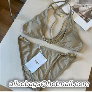Best Design Celine Logo Chain Two-Pieces Swimwear 0513 Grey 2025