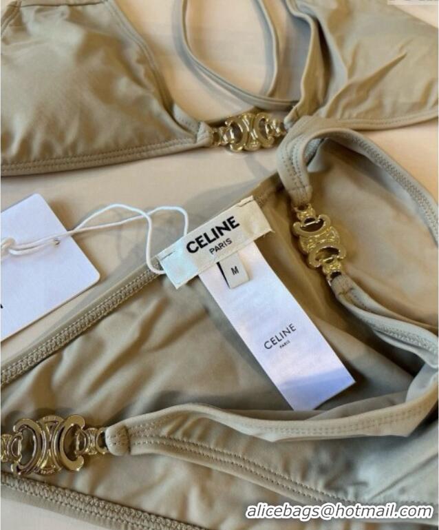 Best Design Celine Logo Chain Two-Pieces Swimwear 0513 Grey 2025