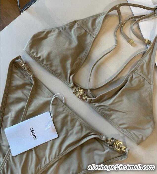 Best Design Celine Logo Chain Two-Pieces Swimwear 0513 Grey 2025