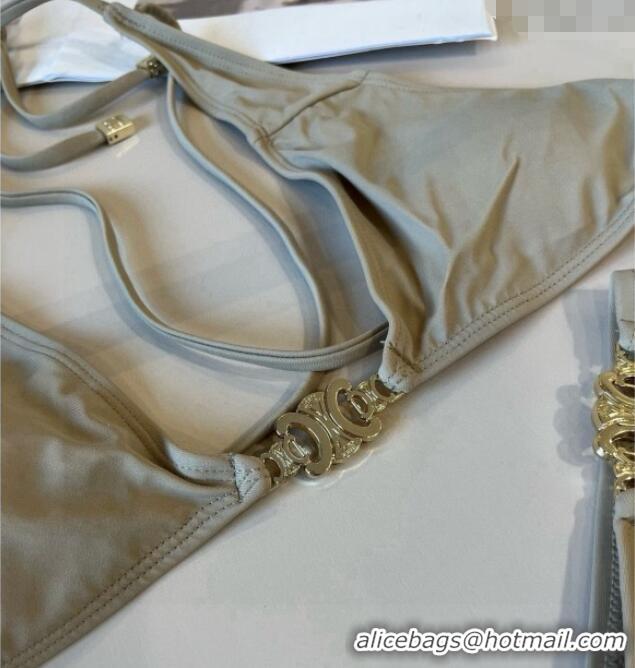 Best Design Celine Logo Chain Two-Pieces Swimwear 0513 Grey 2025