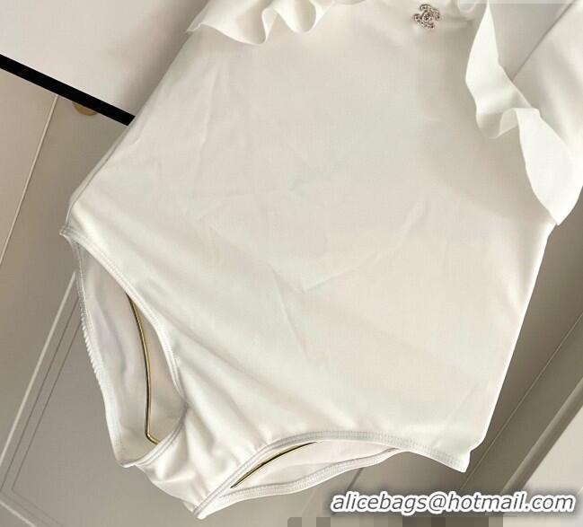 Well Crafted Chanel Flouncing One-Piece Swimwear 0513 White 2025