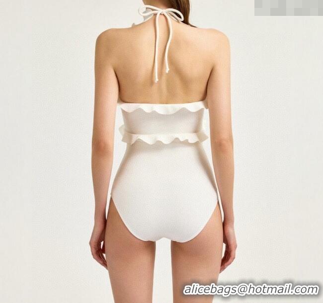 Well Crafted Chanel Flouncing One-Piece Swimwear 0513 White 2025
