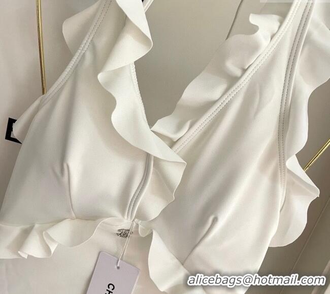 Well Crafted Chanel Flouncing One-Piece Swimwear 0513 White 2025
