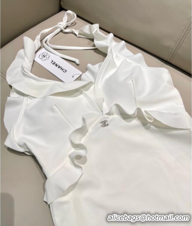 Well Crafted Chanel Flouncing One-Piece Swimwear 0513 White 2025