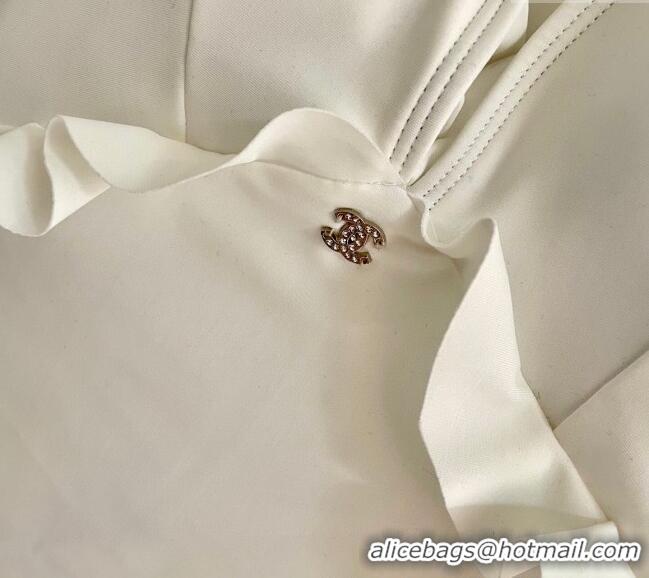 Well Crafted Chanel Flouncing One-Piece Swimwear 0513 White 2025