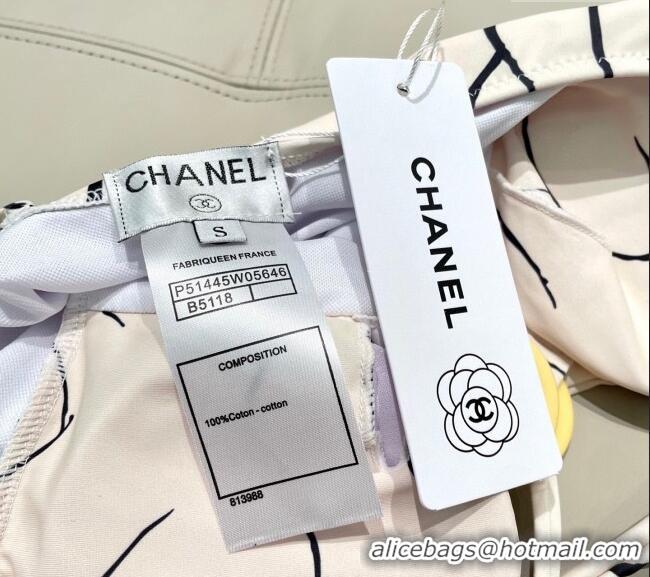 Top Grade Chanel Printed One-Piece Swimwear 0513 Light Beige 2025