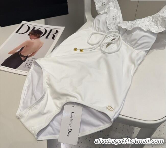 ​Pretty Style Dior One-Piece Swimwear with Lace 0513 White 2025