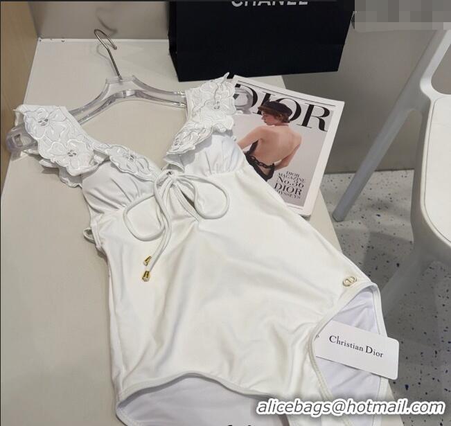​Pretty Style Dior One-Piece Swimwear with Lace 0513 White 2025