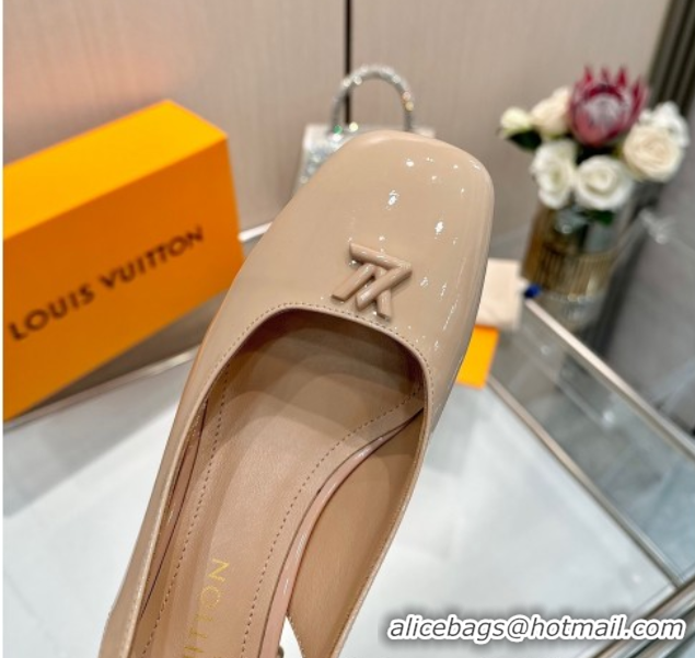 Modern Louis Vuitton Swing Slingback Pump 5.5cm in Patent Leather Nude Pink 2025 1AGTY9