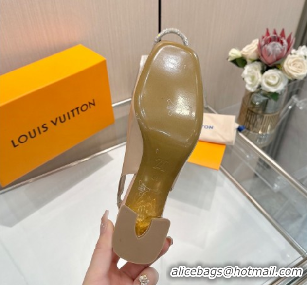 Modern Louis Vuitton Swing Slingback Pump 5.5cm in Patent Leather Nude Pink 2025 1AGTY9