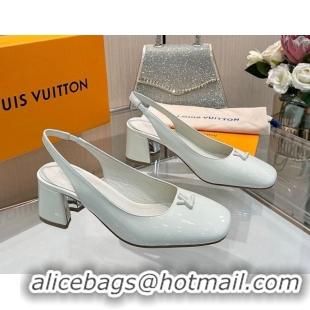 Stylish Louis Vuitton Swing Slingback Pump 5.5cm in Patent Leather White 2025 1AGTY9