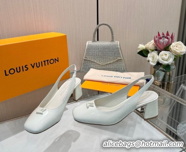 Stylish Louis Vuitton Swing Slingback Pump 5.5cm in Patent Leather White 2025 1AGTY9