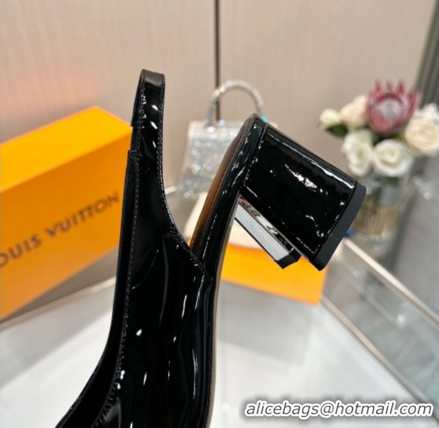Good Quality Louis Vuitton Swing Slingback Pump 5.5cm in Patent Leather Black 2025 1AGTY9