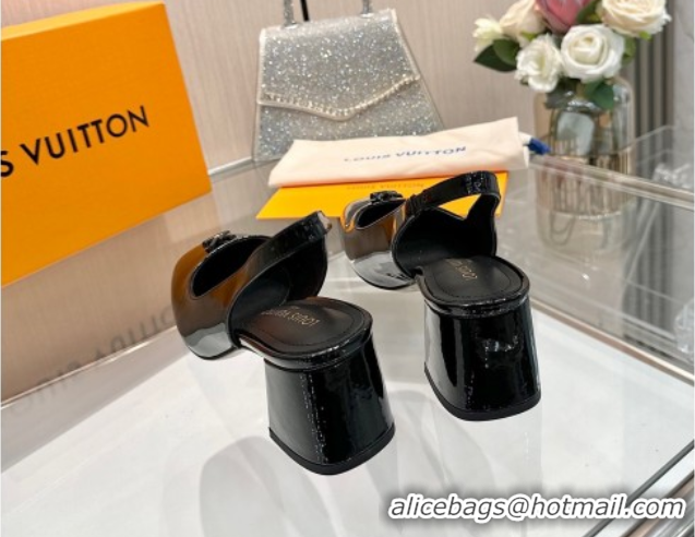 Good Quality Louis Vuitton Swing Slingback Pump 5.5cm in Patent Leather Black 2025 1AGTY9