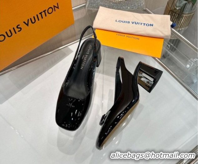 Good Quality Louis Vuitton Swing Slingback Pump 5.5cm in Patent Leather Black 2025 1AGTY9