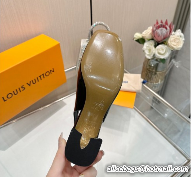 Good Quality Louis Vuitton Swing Slingback Pump 5.5cm in Patent Leather Black 2025 1AGTY9