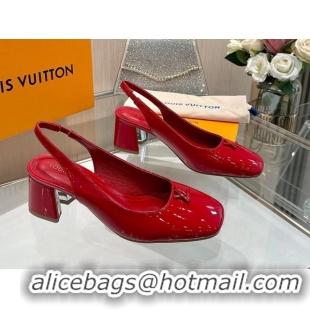 Top Grade Louis Vuitton Swing Slingback Pump 5.5cm in Patent Leather Red 2025 1AGTY9