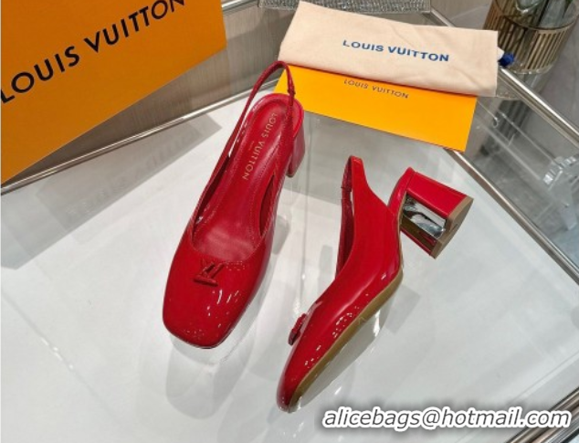 Top Grade Louis Vuitton Swing Slingback Pump 5.5cm in Patent Leather Red 2025 1AGTY9